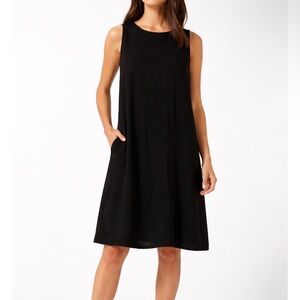 Saks Fifth Avenue Black Label Sleeveless Black Shift Dress M Minimalist Luxury